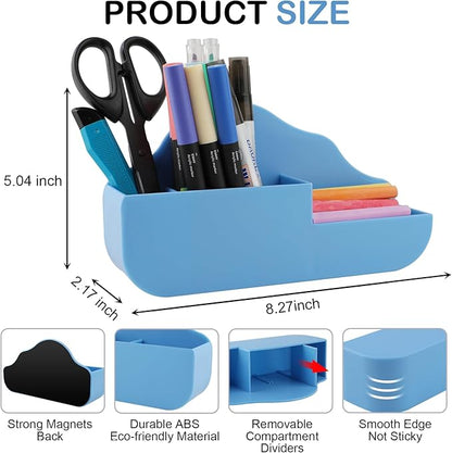 Magnetic Pen Holder,3 Compartments Magnetic Dry Erase Marker Holder,Extra Strong Magnet Storage Marker Pen Pencil Organizer for Refrigerator,Whiteboard,Locker Accessories(Cloud Style)