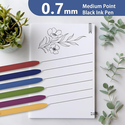 FIOVER 6Pcs Gel Pens, 0.7mm Medium Point Smooth Writing Pen, Black Gel Ink Journaling Supplies for Note Taking, Cute Aesthetic Office School Supplies Gifts for Women(6 Pcs Gold Vintage)