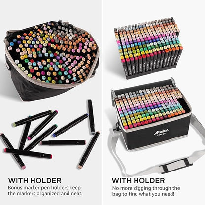204 Colors Alcohol Markers Set, Dual Tips Blender Art Markers for Drawing, Permanent Sketch Markers for Kids adult coloring, Alcohol Based Markers, Adults Coloring and Artist Illustration.