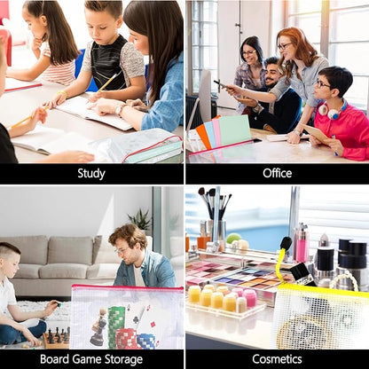 24pcs Mesh Zipper Pouch Bags - 8 Sizes Plastic Zipper Pouches for Organization, Mesh Bags with Zipper, Waterproof Clear Travel Pouches, UMETDO File Bag with Zipper for Office Supplies