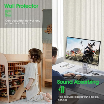 Large Cork Board for Office Wall Decor,8 Pack Felt Wall Tiles with Slat Wall Paneling and 30 Push Pins,Felt Bulletin Board Pin Board Cork Boards for Walls (Oatmeal)