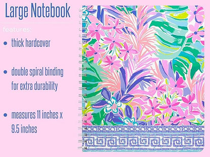 Lilly Pulitzer Large Hardcover Spiral Notebook, 11" x 9.5" with 160 College Ruled Pages, It Was All A Dream