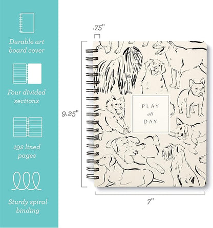 Compendium Spiral Notebook - Play All Day — A Designer Spiral Notebook with 192 Lined Pages, College Ruled, 7.5”W x 9.25”H