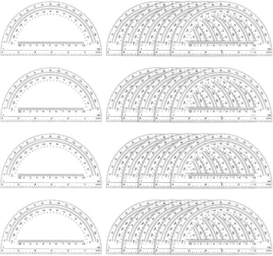 Zonon 50 Pieces Plastic Protractors Bulk Classroom Clear Math Protractors 180 Degrees 6 Inch Protractors for Geometry Student, Angle Measurement, Students Back to School Supplies Office Supplies