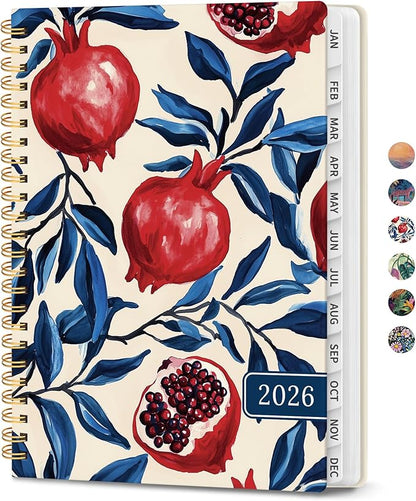 2026 Planner, Aesthetic Weekly and Monthly Planner for Women, Jan 2026 to Dec 2026, Hardcover 2026 Calendar Book with Monthly Tabs, Inner Pocket, Perfect for Office Home School - A4 (8.5" x 11"), Pomegranate