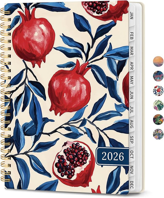 2026 Planner, Aesthetic Weekly and Monthly Planner for Women, Jan 2026 to Dec 2026, Hardcover 2026 Calendar Book with Monthly Tabs, Inner Pocket, Perfect for Office Home School - A4 (8.5" x 11"), Pomegranate
