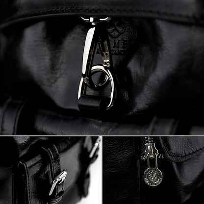 Time Resistance Leather Backpack up to 15 in Laptop Travel Bag Rucksack (Black)