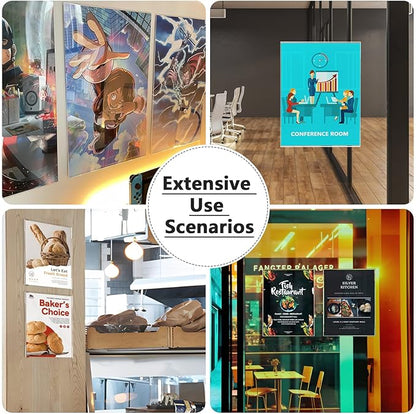 MaxGear 12 Pack Acrylic Sign Holder 8.5 x 11 Wall Mount Sign Holder with Double-Sided Tape, Clear Plastic Sign Holders, Plexiglass Document Flyer Acrylic Frame for Office, Home, Store, Restaurant