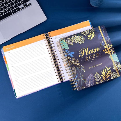 2025 Hardcover Planner Weekly and Monthly, Dec 2024–Dec 2025, Large Spiral Bound Planners 2025 for Women Gifts, 8.3" x 9.3",13 Month Calendar with 13 Tabs, 3 Sticker Sheets, Blue