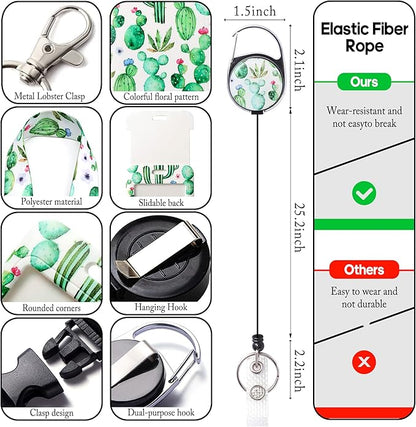 Cute ID Badge Holder with Lanyard Retractable Badge Reel Clip Funny Lanyards for ID Badges Name Tags Retractable Keychain for Office Teacher Doctor Student Women Men Nurse Accessories for Work