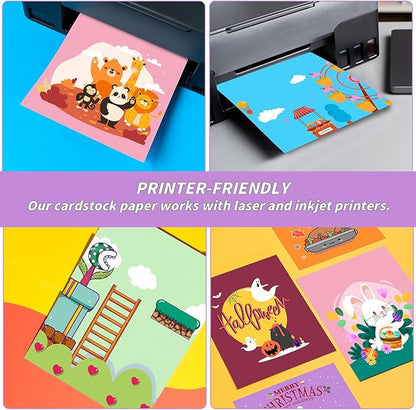 4" x 6" Cardstock, 200 Pack Colorful Thick Paper Cardstock Blank Colored Cards Stock for Invitations, Greeting Cards Making, Postcards, Photos, 250GSM Thick Paper Colorful