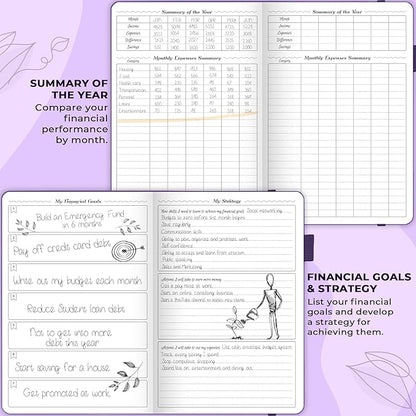 GoGirl Budget Planner – Monthly Financial Planner Organizer Budget Book. Expense Tracker Notebook Journal to Control Money, Compact (Purple)
