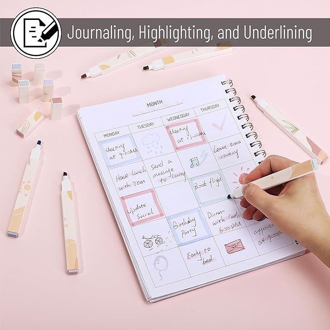 Mr. Pen- Aesthetic Highlighters, 6 pcs, Chisel Tip, Muted Pastel Colors, Boho Theme No Bleed Bible Highlighter Pastel, Highlighters Assorted Colors, Pastel Highlighter Set, Cute Highlighter