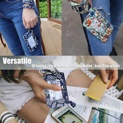 WONDERFUL FLOWER Lanyard Wallet, Lanyard with ID Holder, Cotton Zip ID Case and Lanyard, Card Holder Wallet, ID Badge Holder and Lanyard (Dark Gray)