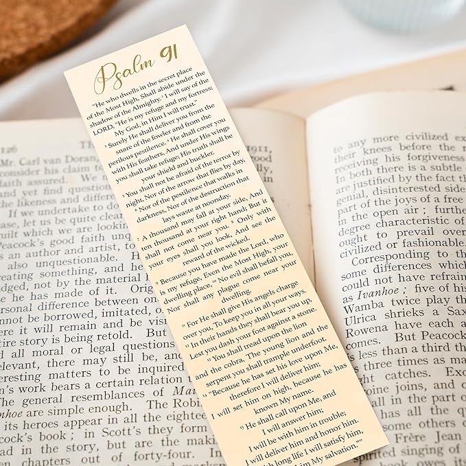 Bible Verse Psalm 91 Christian Bookmarks, Christian Bookmark, Page Marker Divider, Christian Gifts for Men Woman Father Mother Faith Hope Encouragement (Pack of 12)