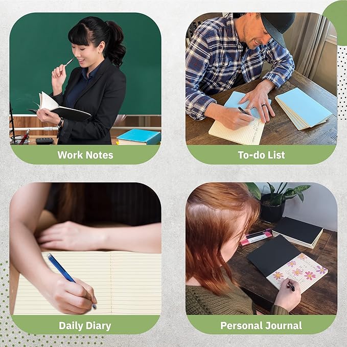 Simply Genius A5 Notebooks for Work, Travel, Business, School & More - College Ruled Notebook - Softcover Journals for Women & Men - Lined Note Books with 92 pages, 5.5" x 8.3" (Brown, 6 pack)