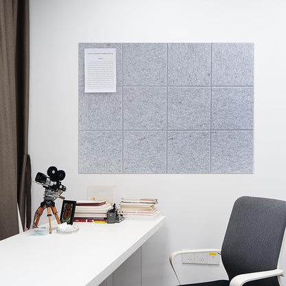 Large Felt Bulletin Board(48" x 36"),Cork Board Alternative,12 Pack Felt Wall Tiles with Safe Removable Adhesive Tabs,Notice Pin Board/Message Board/Vision Board for Office, School & Home