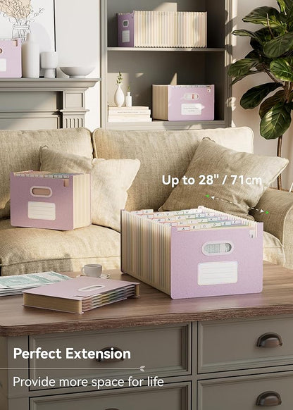 Accordion File Organizer, 26 Pockets Wheat Straw Expanding File Folders, Upright&Open Top, A-Z Bill Receipt Organizer, 100% BPA Free, Return to Nature, Healthy Living, Letter/A4 Size-Lavender Purple