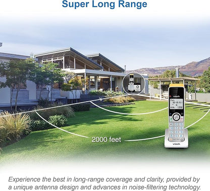 VTECH IS8121-2 Super Long Range up to 2300 Feet DECT 6.0 Bluetooth 2 Handset Cordless Phone for Home with Answering Machine, Call Blocking, Connect to Cell, Intercom and Expandable to 5 Handsets