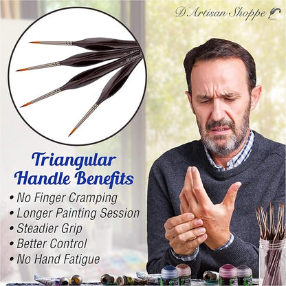 Fine Tip Detail Paint Brushes. Miniature Brushes for Detailing Art for Acrylic Watercolor Oil - Models, Airplane Kits, Craft, Rock Painting Artist Supplies. Size 1 Round Tiny Paintbrush