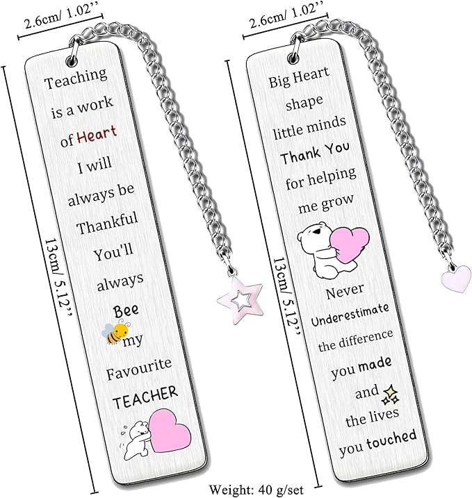 Favourite Teacher Bookmarks Teachers Day Appreciate Gift Men Bookmarker Graduation Thank You Keepsake Birthday Present Retirement Christmas Thanksgiving Book Accessory Teaching is A Work of Heart