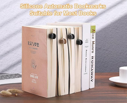 6Pcs Automatic Bookmark, Silicone Smart Book Marks for Reading Women, Men, Kids,Cute Unique Book Markers Bookmark Clip Reading Accessories Gifts for Book Lovers