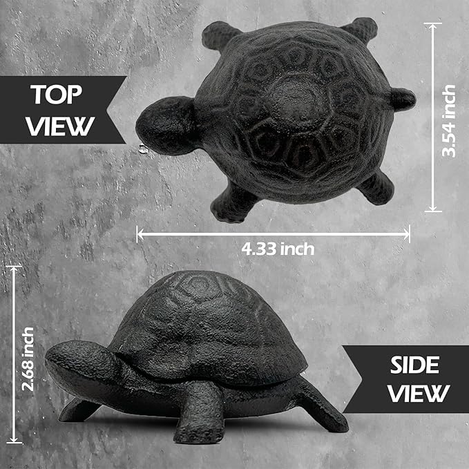 Cast Iron Turtle Key Hider - Outdoor Hidden Key Holder, Decorative Garden Statue, Secret Hiding Spot for Spare Keys, Discreet and Durable Hide-a-Key Solution, Ideal for Home, Yard, and Patio