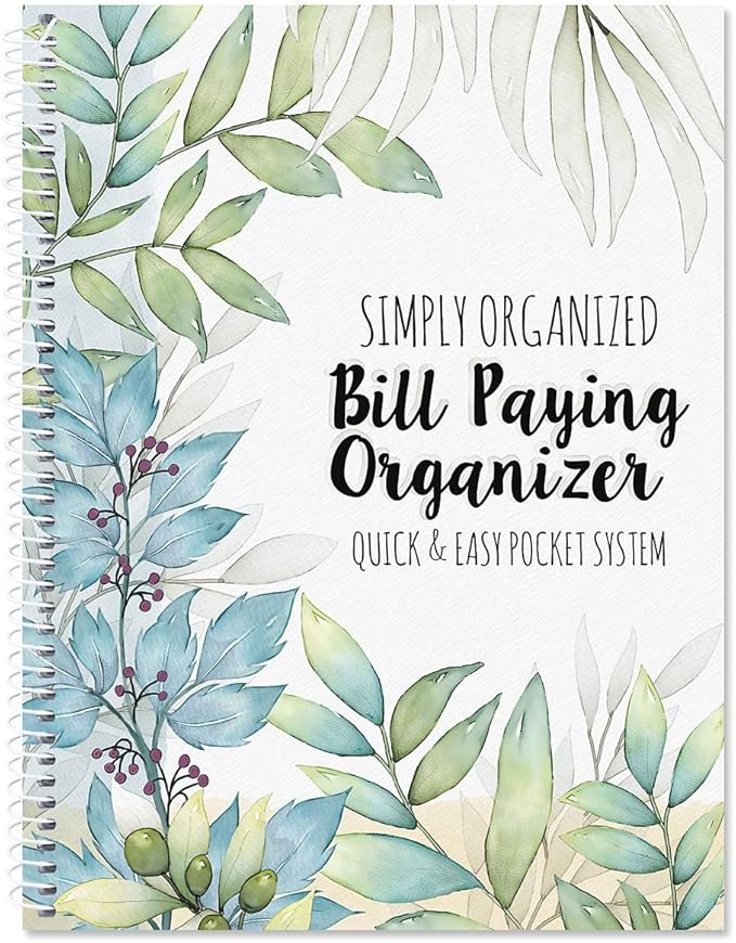 The Best Days Bill Paying Organizer Book - Personal Account book, 9" by 12 inch, Spiral-Bound, 14 Pockets, 32 Label Stickers, Bill Tracking