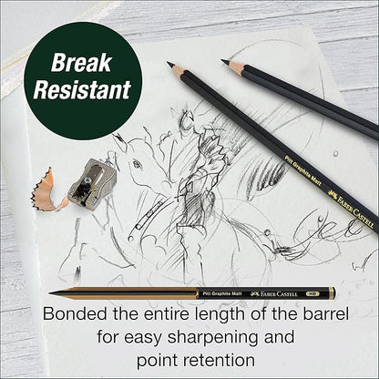 Faber-Castell 3 Count Pitt Graphite Matte Tin - HB, 2B, 4B - Matte Black Graphite Pencils