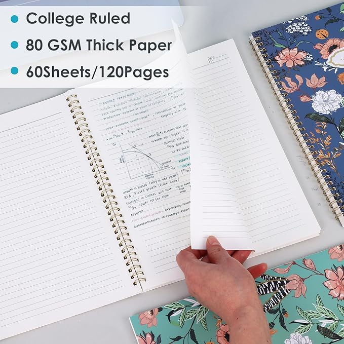 LABUK 3 Pack Spiral Notebook College Ruled Notebook 120 Pages A4 Aesthetic Journaling Notebooks for Work School Office Home, 8.5 x 11 Inches Notebooks for Valentine Gifts