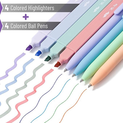Mr. Pen- Aesthetic Highlighters and Gel Pens, 8 Pack, Assorted Color Highlighters, Colorful Ink Gel Pens, Highlighter Pens, Cute Highlighters, Gel Pens