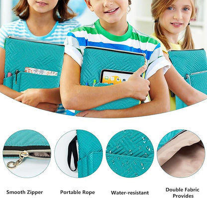 Book Sleeve with Zipper, 11"X9" Padded Book Protector, Washable Quilted Book Covers for Paperbacks, Book Pouch with Pockets for Book Lover Gifts