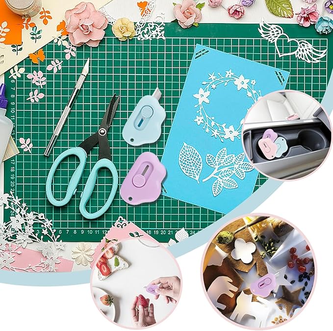 3Pcs Mini Paper Cutter Box Cutter Retractable with Key Chain Hole, Portable Letter Opener with Cute Cloud Shape, School And Office Supplies,Office Supplies