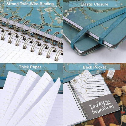 Ruled Notebook/Journal - Lined Journal with Premium Thick Paper, 8.5" X 6.4", College Ruled Spiral Notebook/Journal, Banded with Exquisite Inner Pocket, Waterproof Hardcover for Office, Home & School