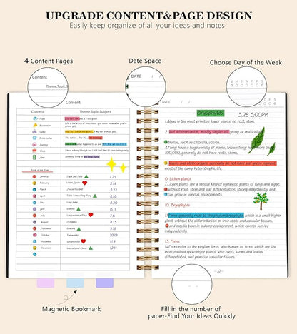 Spiral Notebook Journal College Ruled 8.5''x 11'', 360 Pages Lined Thick Journals for Women Men, A4 Large Writing Spiral Journal with 100GSM Paper, Spiral Notebooks for Work, School Black