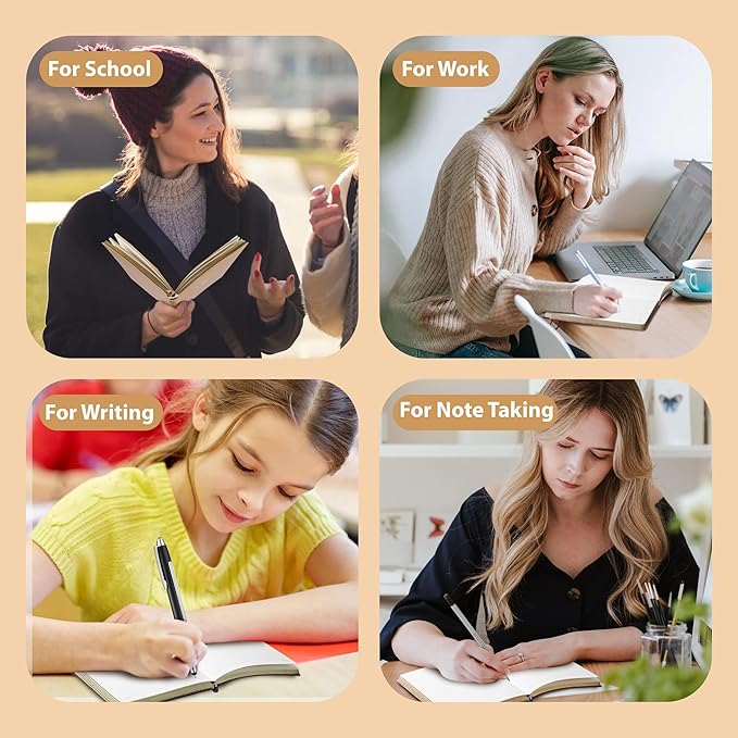 CAGIE 4 Pack Lined Journal Notebook for Women and Girls 256 Pages Cute Diary with Heart-Shaped Leather Journals for Writing A5 Soft Cover Notebooks for Work School (Silver, A5)