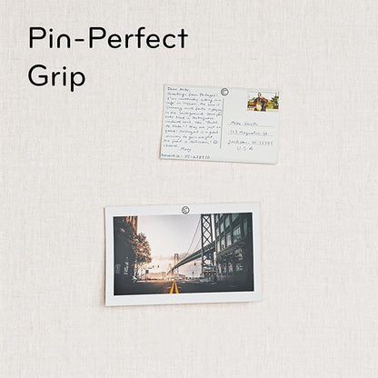 U Brands Farmhouse Linen Bulletin Board, 40"x30", White Wood Style Frame, Industrial Grade Pinning Surface