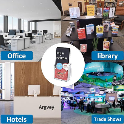 Acrylic Brochure Holder, 10 Pack Plastic Trifold 4 Inches Wide Pamphlet Holder Wall Mount/Countertop Organizer for Display Flyer, Booklet, Document, Literature