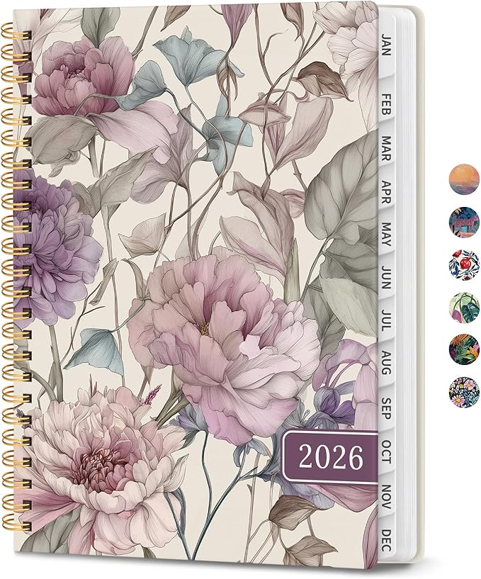 2026 Planner, Aesthetic Weekly and Monthly Planner for Women, Jan 2026 to Dec 2026, Hardcover 2026 Calendar Book with Monthly Tabs, Inner Pocket, Perfect for Office Home School - A4 (8.5" x 11"), Soft Peony