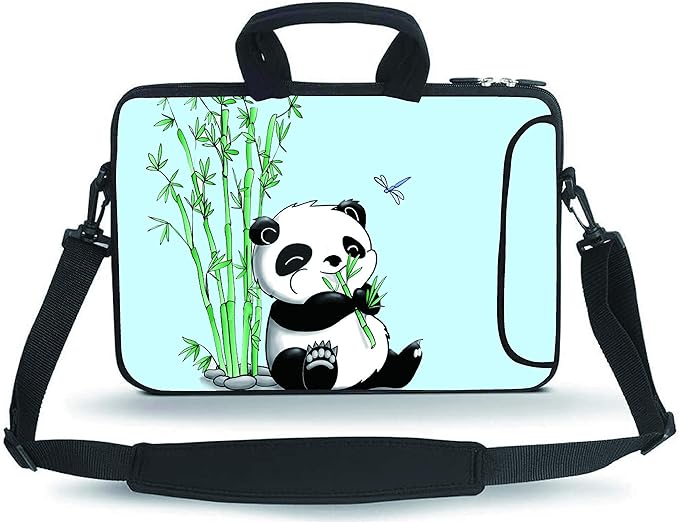 14 15 15.4 15.6 inch Messenger Bag Carrying Case Sleeve with Handle Accessory Pocket Fits 14 to 15-Inch Laptops/Notebook/Ebooks/Kids Tablet/Pad(Panda)