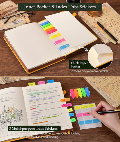 Vintage Leather Journal with 300 Numbered Pages,B5 Lined Journal for Men Women,Daily Journals for Writing,College Ruled Notebook for Work,School,Note taking,Travel Diary,Large (7" x 10")