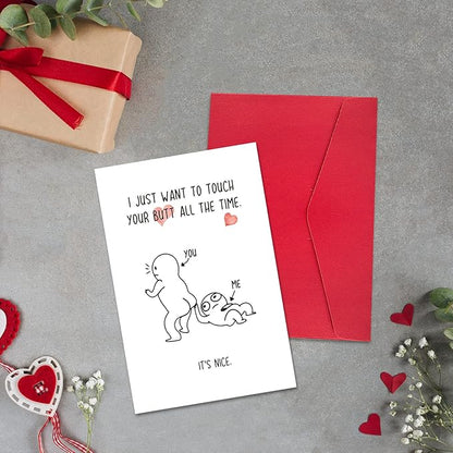 Ogeby Funny Valentines Day Card Gifts for Boyfriend Girlfriend, Naughty Valentines Day Gifts for Husband Wife, Cute Anniversary Card for Him Her, Touch My Butt Love Card