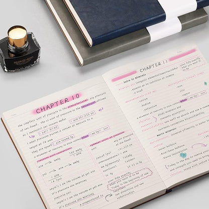 AHGXG Lined Journal Notebook - 320 Numbered Pages Large B5 Thick College Ruled Journal, 100gsm Thick Lined Paper, Faux Leather Softcover, for Work School, 7.6'' X 10''-Dark Blue