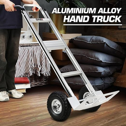DNA MOTORING Aluminum Hand Truck, 550lbs Capacity Heavy Duty Dolly Cart for Home, Workshop, Office, Warehouse, w/Pneumatic Tire, TOOLS-00749