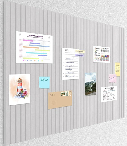 Smarpau 48"x36" Felt Bulletin Boards Felt Wall Tiles with Slat Wall Paneling 12 Pack Large Corkboard Cork Bulletin with Removable Adhesive Tabs Cork Tiles for Office Home Classroom Light Camel