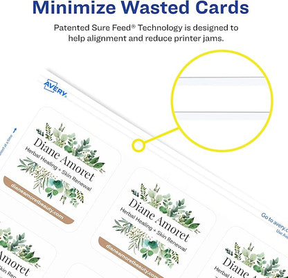 Avery Clean Edge Printable Square Cards with Sure Feed Technology, Rounded Corners, 2.5" x 2.5", White, 180 Blank Cards for Laser Printers (35703)