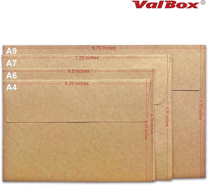 ValBox A9 Invitation Envelopes, 5.75 x 8.75 Inches, Brown Kraft Envelopes for Wedding Invitations, Greeting Cards, Announcements, with Self Adhesive Seal, 250 Count (5.75 x 8.75 Inches)