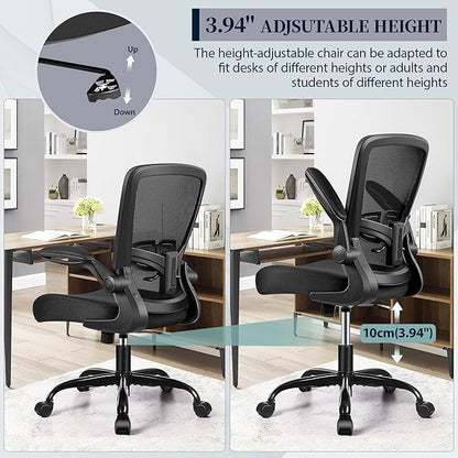 FelixKing Office Chair, Ergonomic Desk Chair with Adjustable Height and Lumbar Support Swivel Lumbar Support Desk Computer Chair with Flip up Armrests for Conference Room (Black)