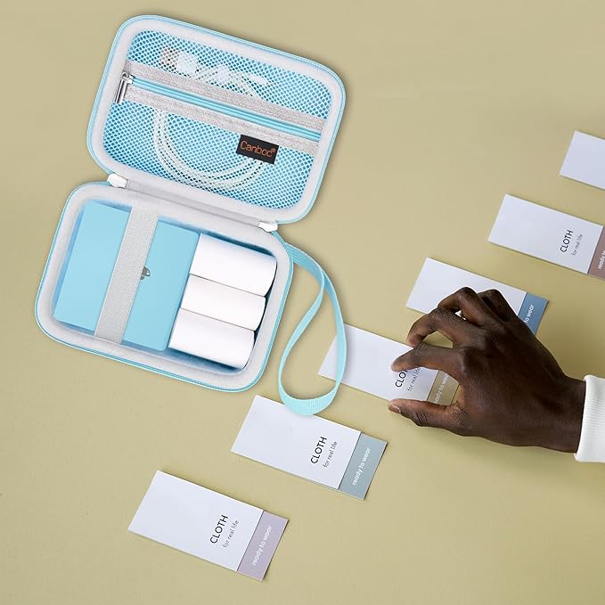 Canboc Case for Memoking/Ponek/Phomemo/Omezizy/Memoqueen T02 Mini Printer Sticker Printer/Phomemo M02 Printer, T02 Portable Thermal Printer Box for Thermal Paper, USB Cable, Blue (Case Only)