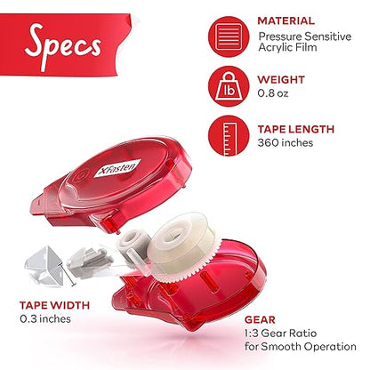 Double Sided Tape for Scrapbooking, 8mm x 30ft 8-Pack Multicolor Adhesive Tape Roller Runner, Jam-Free Craft Tape Ideal Scrapbook Album Kit-XFasten